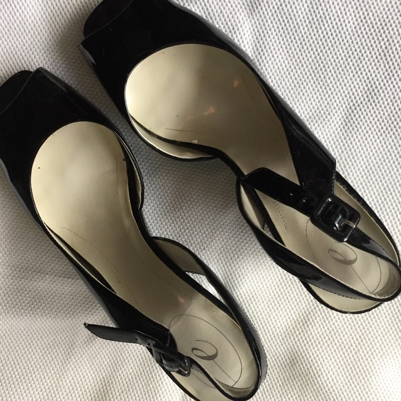 Patent Leather Sling-Back Wedge Sandals - Picture 2 of 8